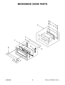 Microwave Door Parts Diagram and Parts List for KOCE500ESS23  KitchenAid Microwave Oven Combo