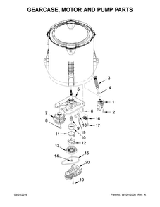 Gearcase, Motor And Pump Parts Diagram and Parts List for ITW4971EW1  Inglis Washer