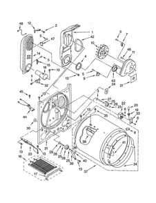 Bulkhead Diagram and Parts List for 7MGGX9868JQ1  Whirlpool Dryer