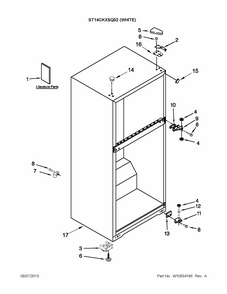 Cabinet Parts Diagram and Parts List for ST14CKXSQ02  Whirlpool Refrigerator