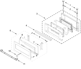 Microwave Door Parts Diagram and Parts List for JOEMC130RL00  Whirlpool Microwave