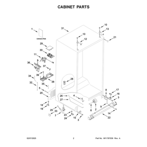 Cabinet Parts Diagram and Parts List for WRSF6536RZ00  Whirlpool Refrigerator