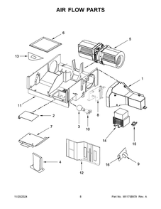 05 - Air Flow Parts Diagram and Parts List for YWMH31017HB10  Whirlpool Microwave