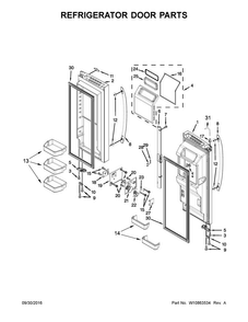 Refrigerator Door Parts Diagram and Parts List for 7WF736SDAM14  Whirlpool Refrigerator