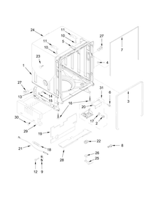 Tub And Frame Parts Diagram and Parts List for KDTM354DSS3  KitchenAid Dishwasher