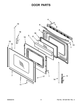 Door Parts Diagram and Parts List for YWFC310S0EW2  Whirlpool Range