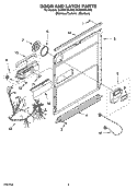 DOOR AND LATCH PARTS Diagram and Parts List for KUDS01DLSS0  KitchenAid Dishwasher