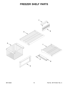 08 - Freezer Shelf Parts Diagram and Parts List for JBSS48E22L01  Whirlpool Refrigerator