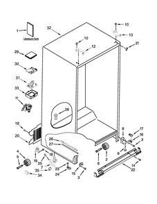 Cabinet Parts Diagram and Parts List for KSC24C8EYP04  KitchenAid Refrigerator