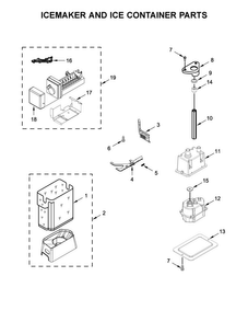 Icemaker And Ice Container Parts Diagram and Parts List for KBSD618ESS01  KitchenAid Refrigerator