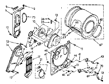 Bulkhead Diagram and Parts List for LE5700XSNW  Whirlpool Dryer
