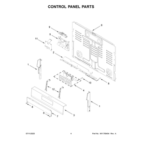 Control Panel Parts Diagram and Parts List for WFGS5730SZ0  Whirlpool Range
