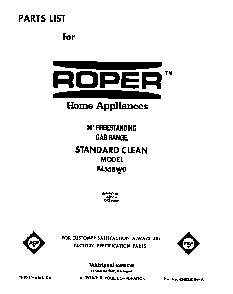 Front Cover Diagram and Parts List for F4558*0  Roper Range