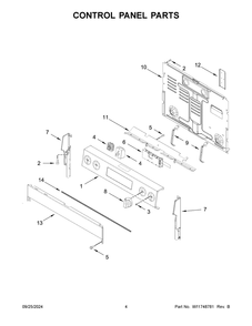 03 - Control Panel Parts Diagram and Parts List for YMFES6030RB0  Whirlpool Range