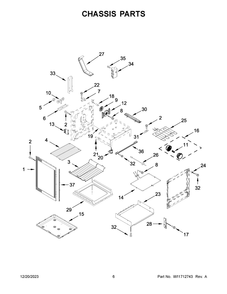 Chassis Parts Diagram and Parts List for KFEG504KPS4  KitchenAid Range