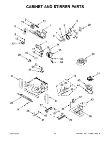 07 - Cabinet And Stirrer Parts Diagram and Parts List for KOEC527PBS01  Whirlpool Microwave Oven Combo