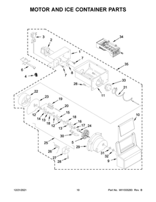 Motor And Ice Container Parts Diagram and Parts List for 10651759717  Kenmore Refrigerator