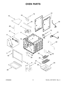 05 - Oven Parts Diagram and Parts List for KFGC500JIB07  Whirlpool Range