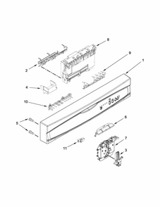 Control Panel And Latch Parts Diagram and Parts List for 66513073K216  Kenmore Dishwasher