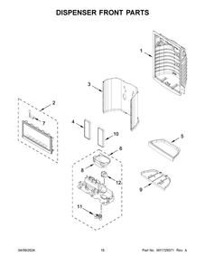 Dispenser Front Parts Diagram and Parts List for WRF555SDFZ19  Whirlpool Refrigerator