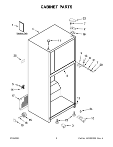 Cabinet Parts Diagram and Parts List for WRT108FFDM00  Whirlpool Refrigerator