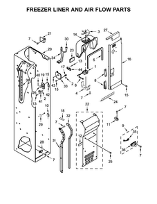 Freezer Liner And Air Flow Parts Diagram and Parts List for KBSD618ESS01  KitchenAid Refrigerator