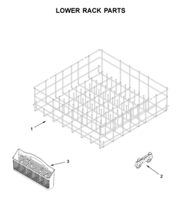 Lower Rack Parts Diagram and Parts List for WDF130PAHB2  Whirlpool Dishwasher