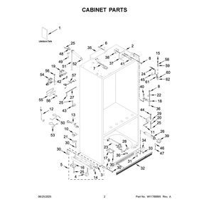 Cabinet Parts Diagram and Parts List for KBFN506EPA06  KitchenAid Refrigerator