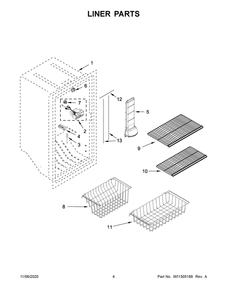 Liner Parts Diagram and Parts List for GAFZ30FDGB02  Whirlpool Wine and Beverage Cooler