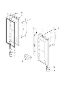 Refrigerator Door Parts Diagram and Parts List for WRF532SNBB00  Whirlpool Refrigerator