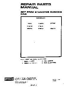 Cover Page-text Only Diagram and Parts List for F6557*0  Roper Range