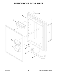 Refrigerator Door Parts Diagram and Parts List for KRBL102ESS02  Whirlpool Refrigerator