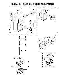 Icemaker and ice container parts Diagram and Parts List for 10651762511  Kenmore Refrigerator