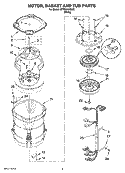 MOTOR, BASKET AND TUB PARTS Diagram and Parts List for WTW6400SW2  Whirlpool Washer