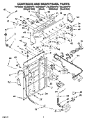 CONTROLS AND REAR PANEL PARTS Diagram and Parts List for 7MLSQ8545PQ1  Whirlpool Washer