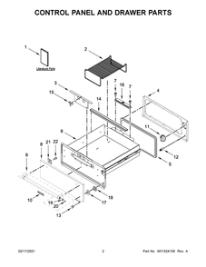 Control Panel And Drawer Parts Diagram and Parts List for KOWT107EBS00  Whirlpool Microwave Oven Combo