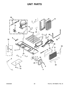 Unit Parts Diagram and Parts List for KRSC703HPS01  Whirlpool Refrigerator