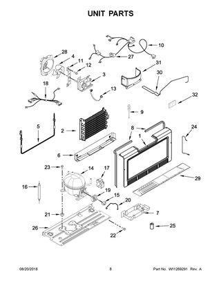 Unit Parts Diagram and Parts List for GAFZ30FDGB01  Whirlpool Cabinet