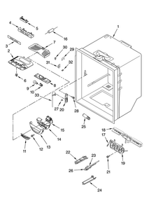 Refrigerator Liner Parts Diagram and Parts List for KBFL25ETWH11  KitchenAid Refrigerator