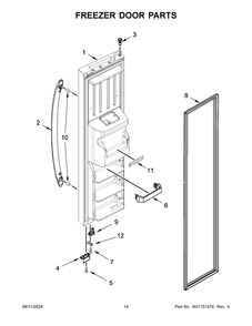 08 - Freezer Door Parts Diagram and Parts List for WRS315SDHT11  Whirlpool Refrigerator