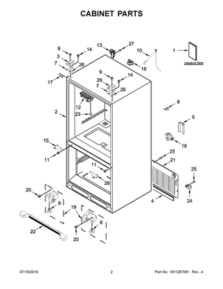 Cabinet Parts Diagram and Parts List for WRF535SWHZ01  Whirlpool Refrigerator