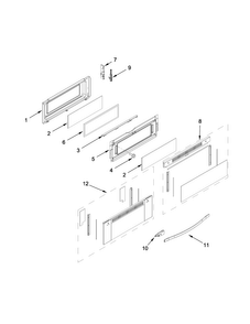 Upper Door Parts Diagram and Parts List for WGG755S0BE04  Whirlpool Range