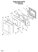 OVEN DOOR PARTS Diagram and Parts List for KDRP707RSS01  KitchenAid Range