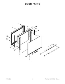 Door Parts Diagram and Parts List for KFGG500EWH8  KitchenAid Range