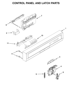 Control Panel And Latch Parts Diagram and Parts List for WDF130PAHB0  Whirlpool Dishwasher