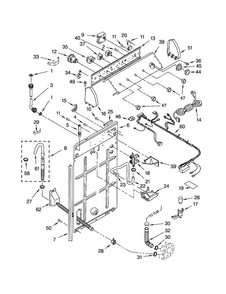 Controls And Rear Panel Diagram and Parts List for LSQ9565MQ0  Whirlpool Washer