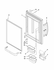 Refrigerator Door Parts Diagram and Parts List for 59669989011  Kenmore Refrigerator