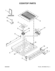 Cooktop Parts Diagram and Parts List for WFG770H0FZ1  Whirlpool Range