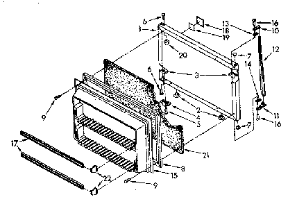 Freezer Door Diagram and Parts List for ET20AKXSN01  Whirlpool Refrigerator