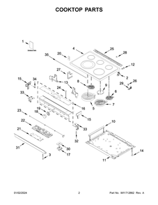 Cooktop Parts Diagram and Parts List for WEEA25H0HZ5  Whirlpool Range